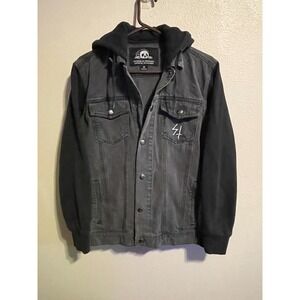 Sketchy Tank Lurking Class Mens Grey Denim Hooded Jacket Tiger Bunny Graphic M